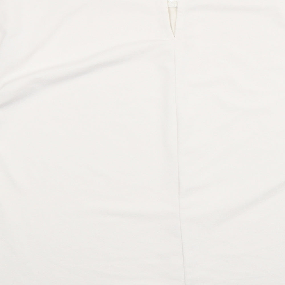 H&M Womens Ivory Polyester Basic Blouse Size L Round Neck