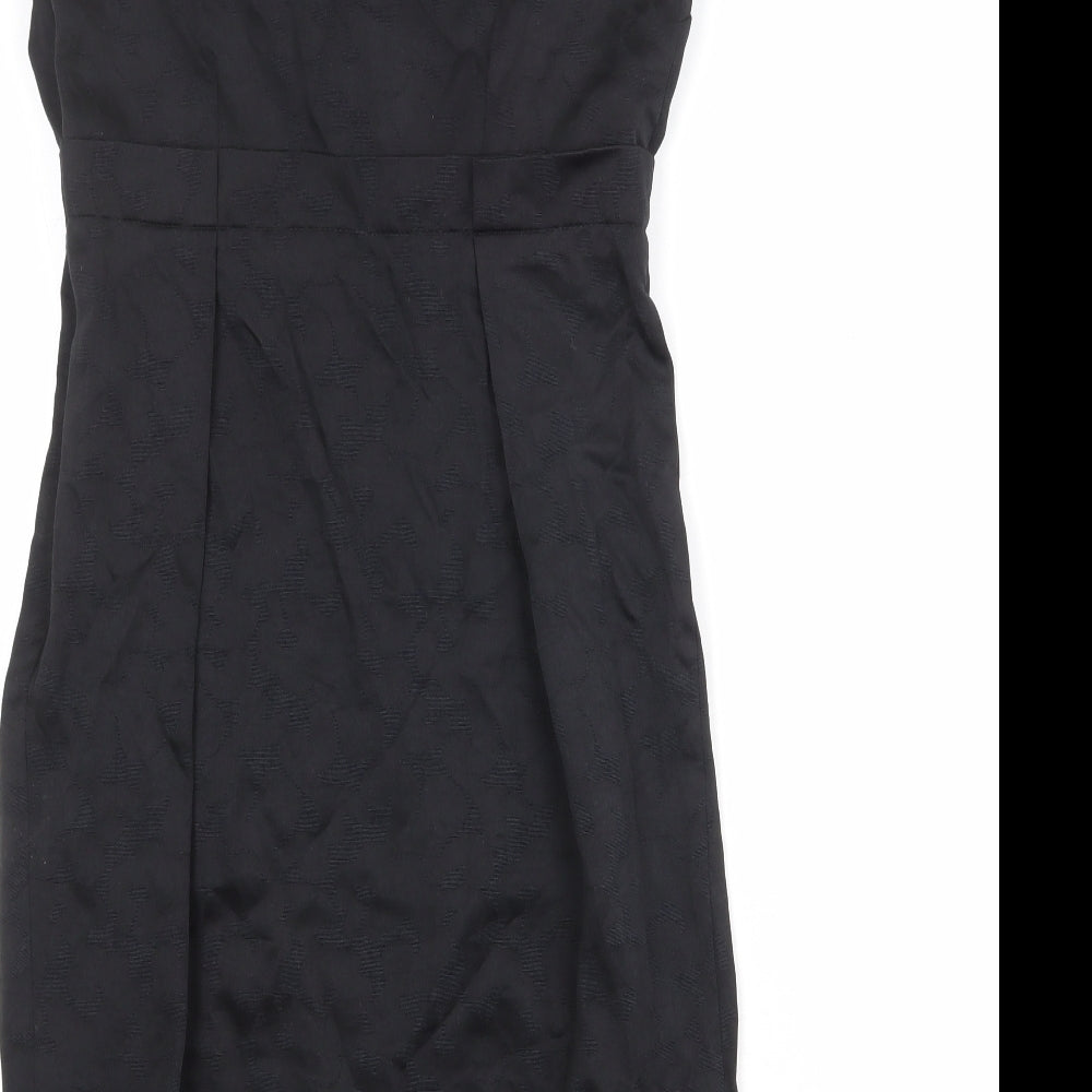ASOS Womens Black Cotton A-Line Size 12 One Shoulder Zip