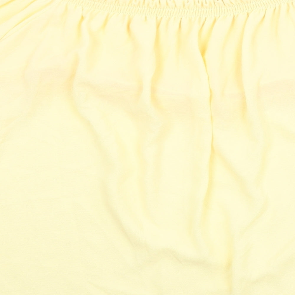 Zara Womens Yellow Polyester Basic Blouse Size M Round Neck