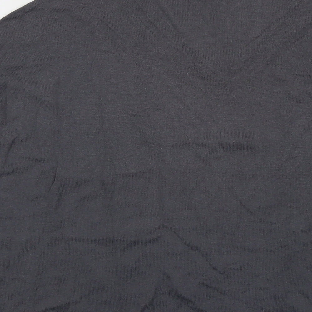 Mango Womens Grey Polyester Cropped T-Shirt Size S Round Neck