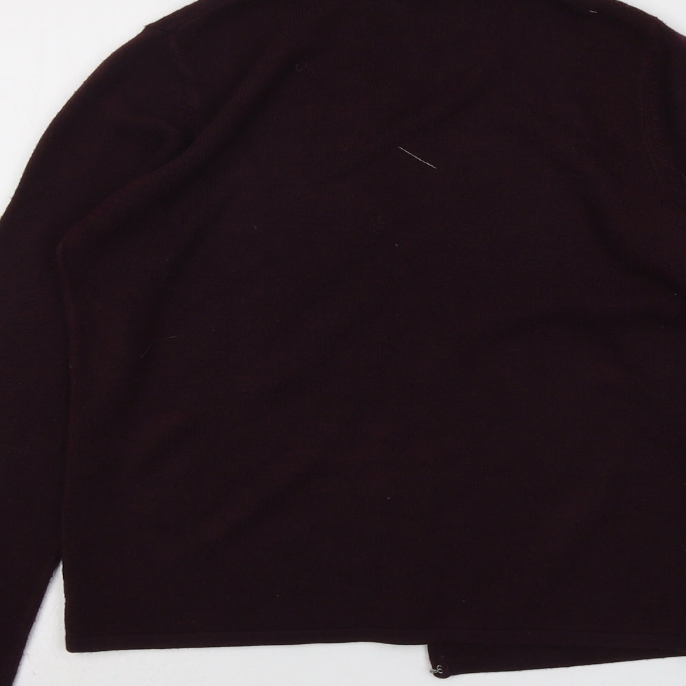 Sara Womens Purple Round Neck Acrylic Cardigan Jumper Size 10 - Size 10-12