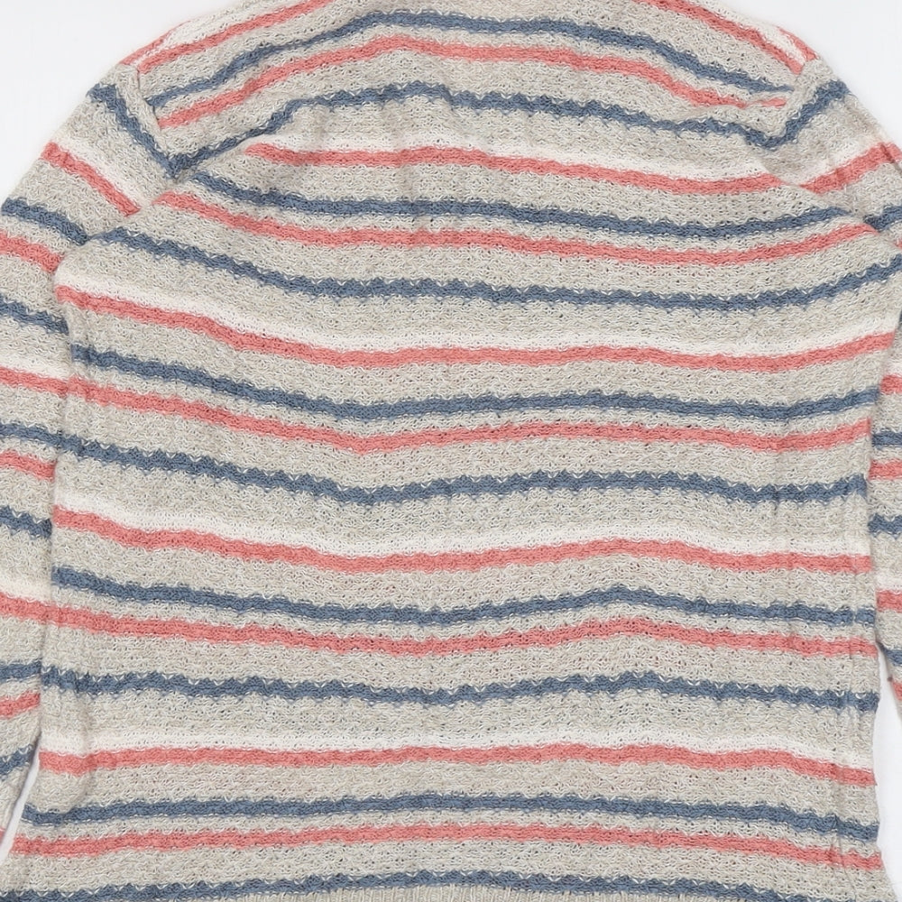 EWM Womens Multicoloured V-Neck Striped Acrylic Pullover Jumper Size M