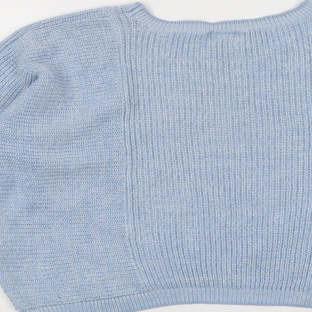 Topshop Womens Blue Round Neck Cotton Pullover Jumper Size 12