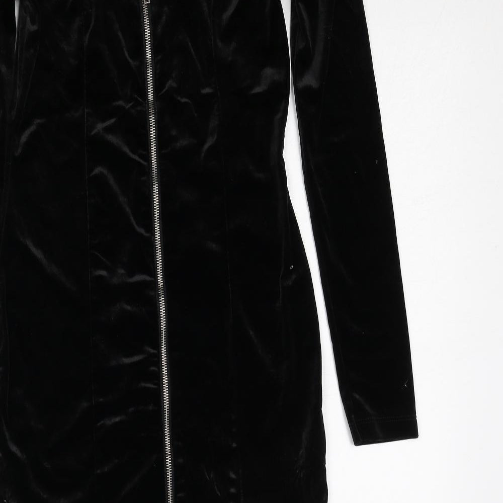 Divided by H&M Womens Black Polyester Shift Size 8 Round Neck Zip