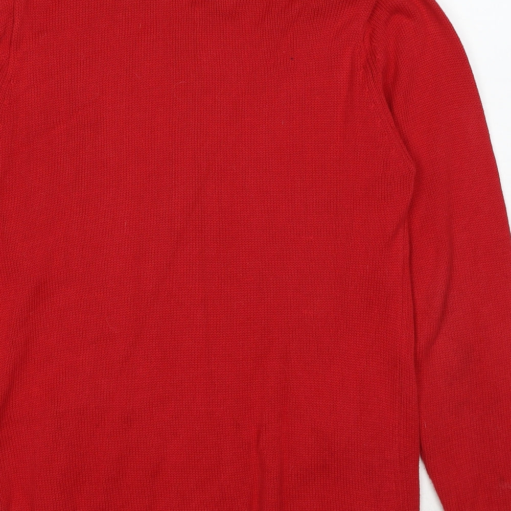 Penny Plain Womens Red Collared Cotton Full Zip Jumper Size S