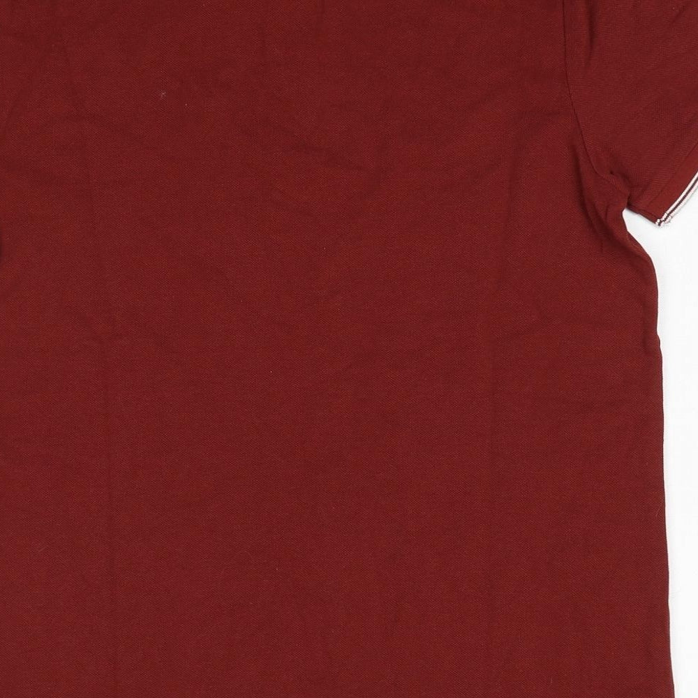 Debenhams Mens Red Cotton Polo Size M Collared Pullover
