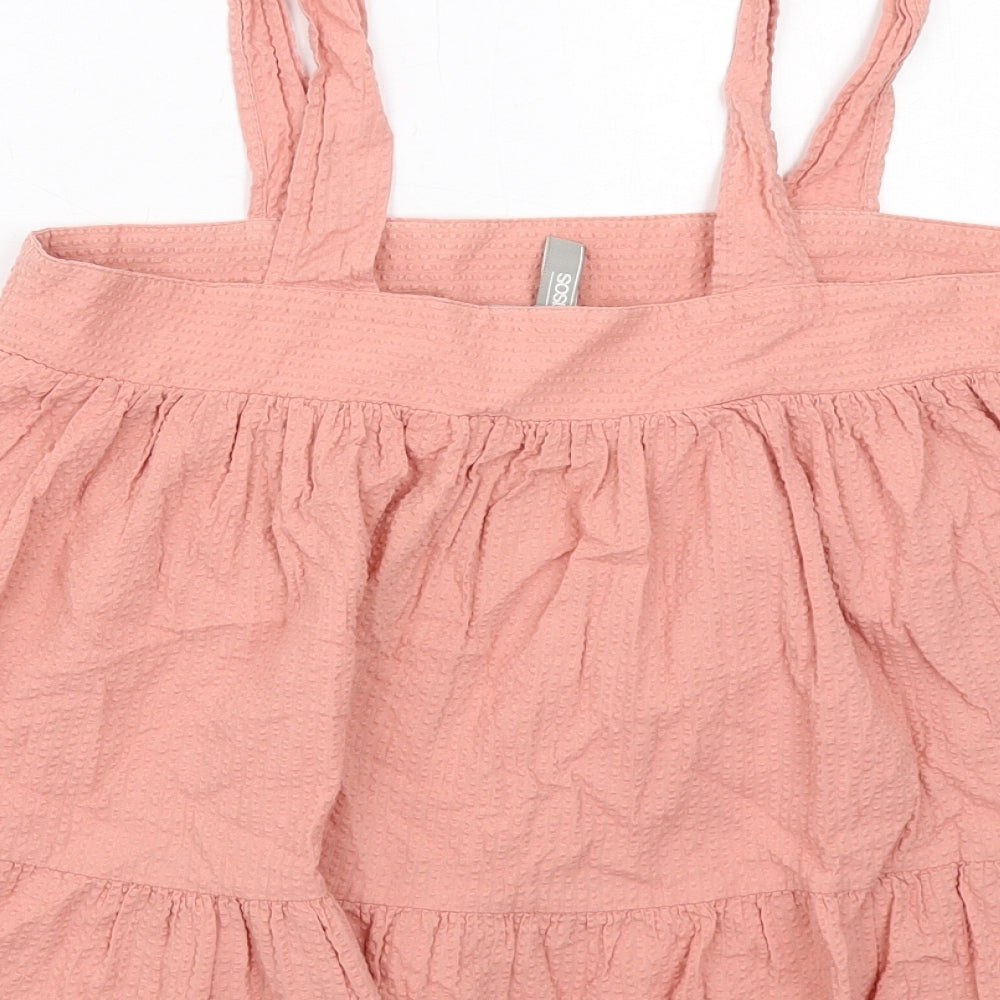 ASOS Womens Pink Cotton Basic Tank Size 8 Square Neck