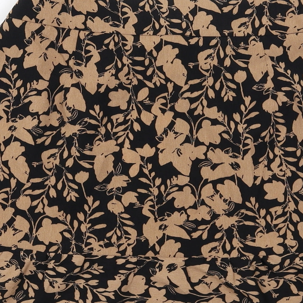 Urban Bliss Womens Brown Floral Polyester Skater Skirt Size 8 Button