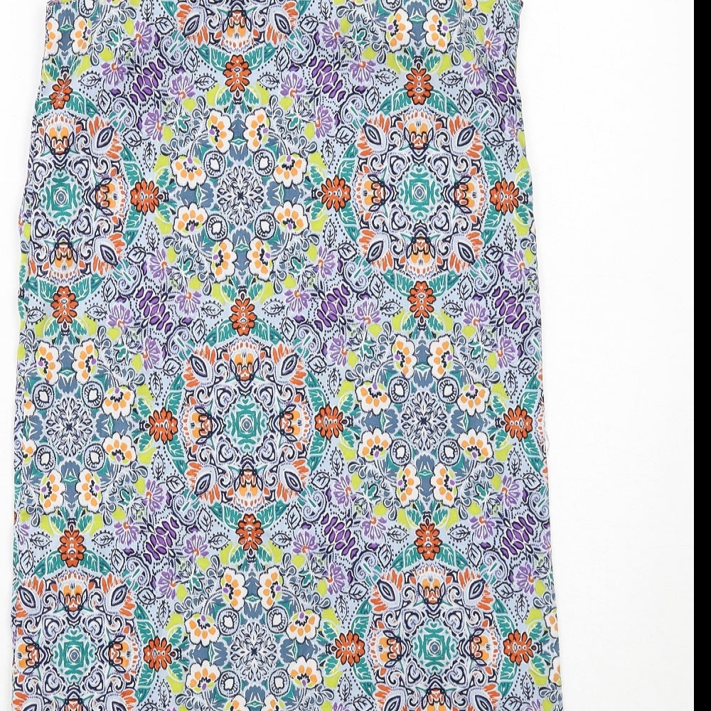 New Look Womens Multicoloured Geometric Polyester A-Line Size 8 Square Neck Pullover