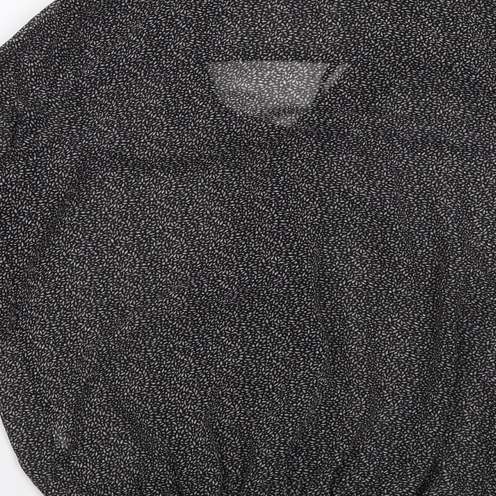 River Island Womens Black Geometric Polyester Basic Blouse Size 8 V-Neck