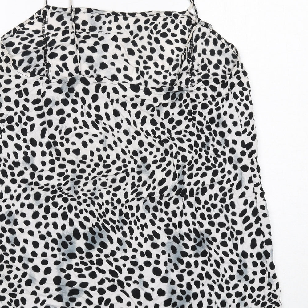 Motel Rocks Womens White Animal Print Viscose Slip Dress Size M Cowl Neck Pullover - Cheetah Pattern