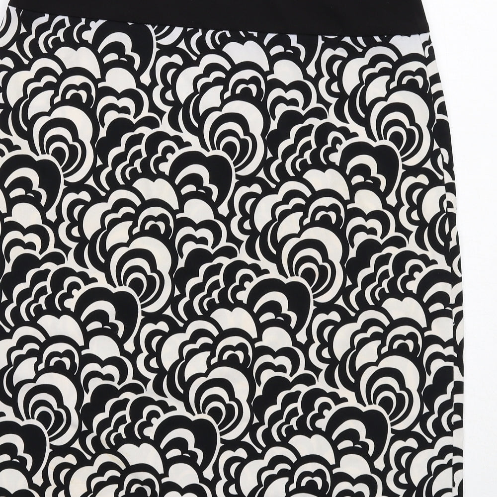 Tahari Womens Black Geometric Polyester A-Line Skirt Size 8 Zip