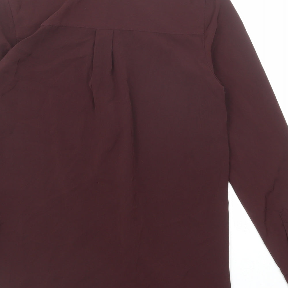H&M Womens Purple Polyester Basic Button-Up Size 6 Collared