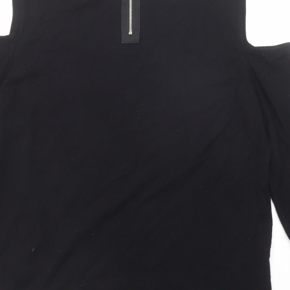 Wallis Womens Black Round Neck Viscose Pullover Jumper Size M