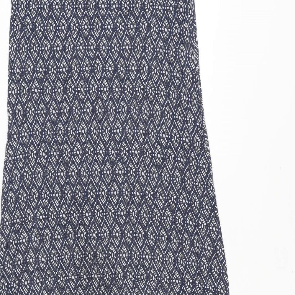 JoJo Maman Bébé Womens Blue Geometric Viscose Maxi Size S Scoop Neck Pullover