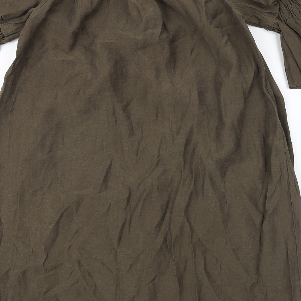 Marks & Spencer Womens Green Lyocell A-Line Size 10 Boat Neck Pullover