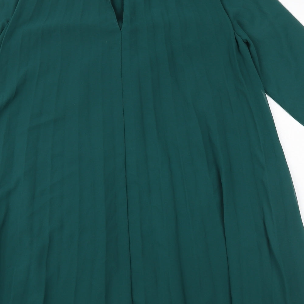 ASOS Womens Green Polyester Trapeze & Swing Size 8 Round Neck Button