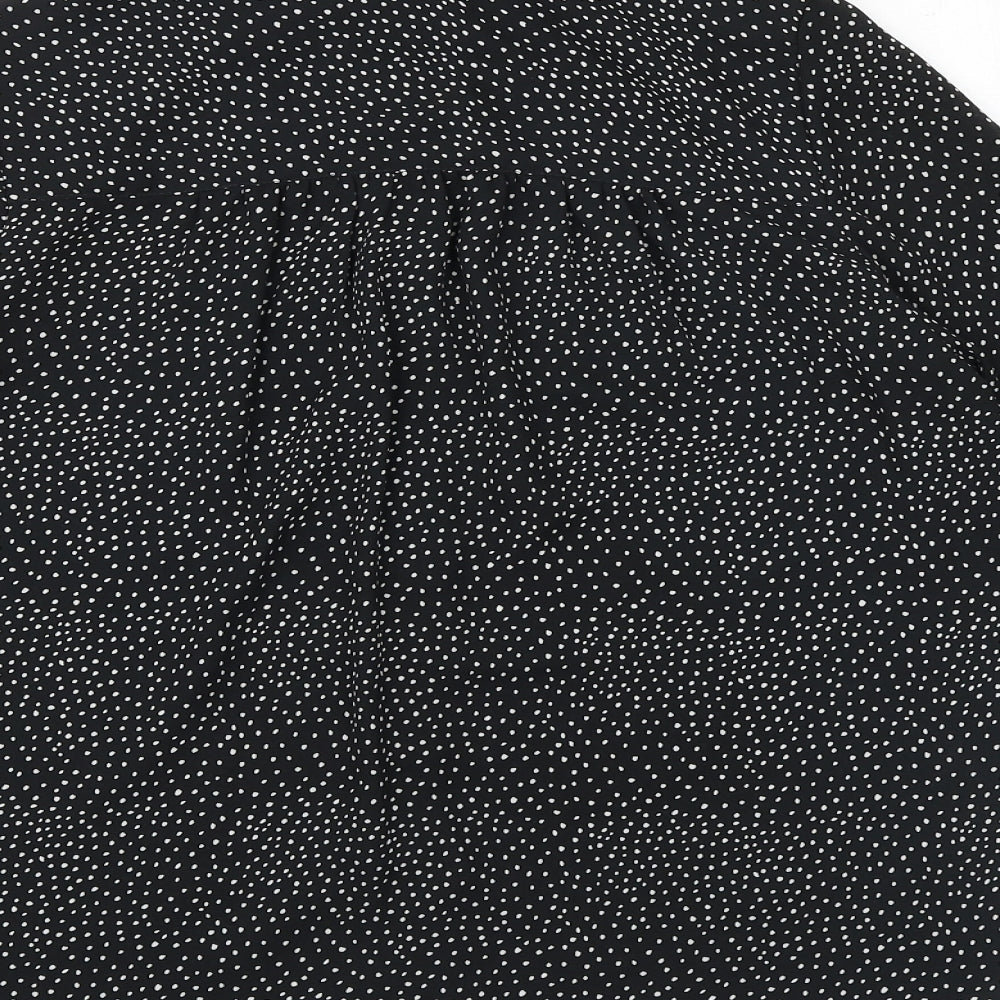 H&M Womens Black Geometric Polyester Basic Button-Up Size 8 Collared