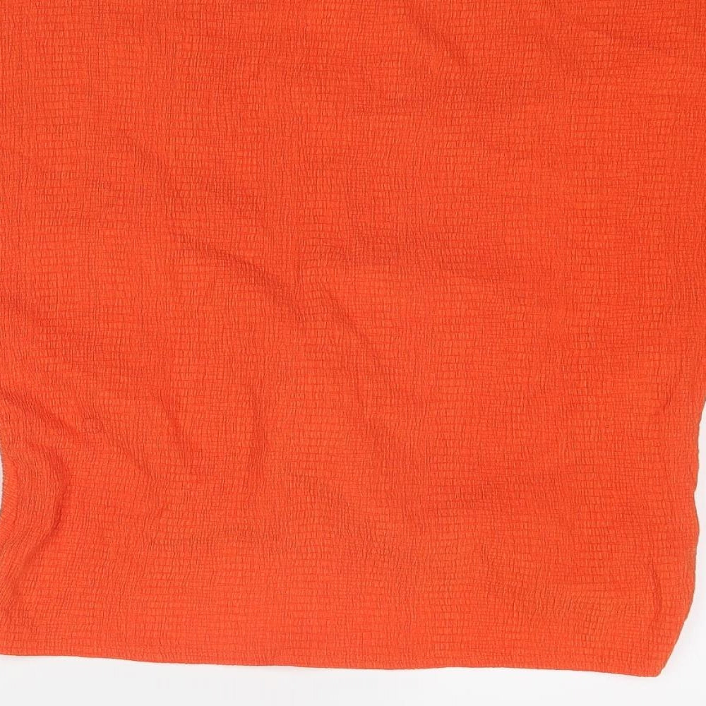 Zara Womens Orange Polyester Basic Blouse Size S V-Neck - Knot Front