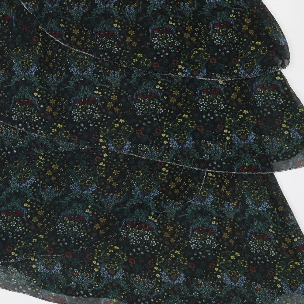 River Island Womens Black Floral Polyester Skater Skirt Size 12