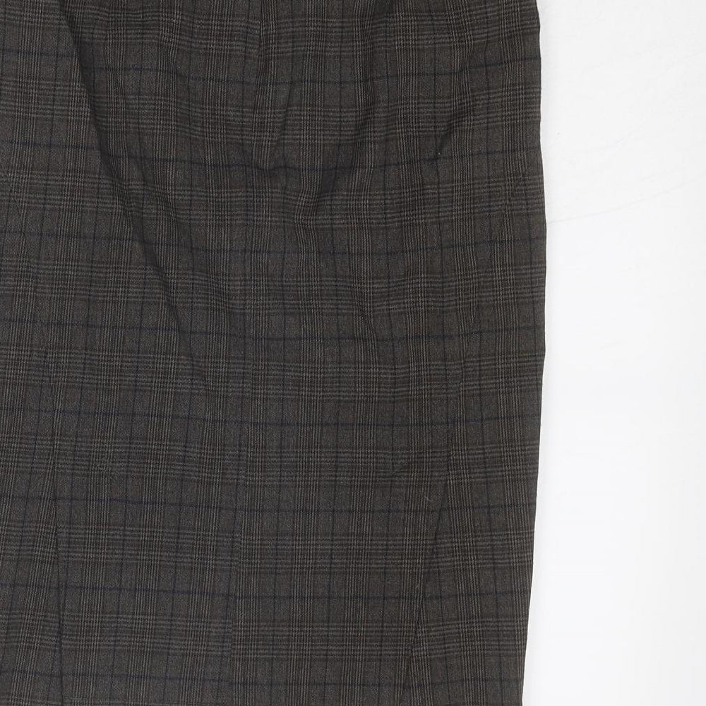 Topshop Womens Grey Plaid Polyester A-Line Skirt Size 8 Zip