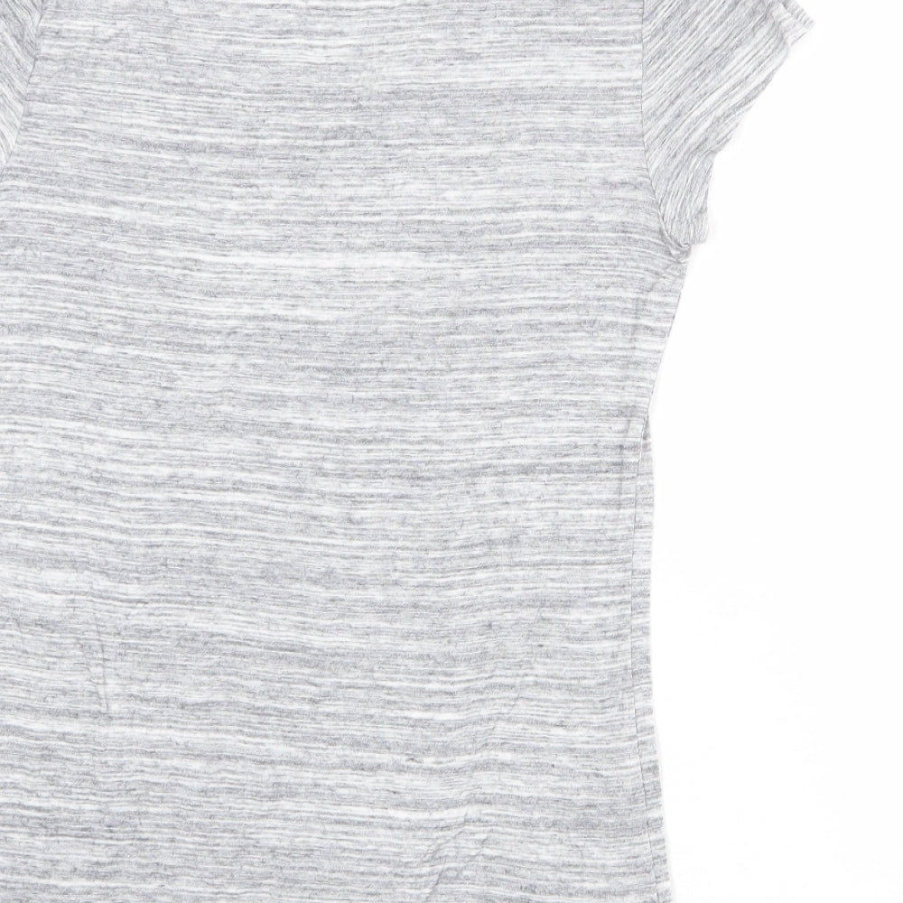 Merona Womens Grey Striped Viscose Basic T-Shirt Size L V-Neck