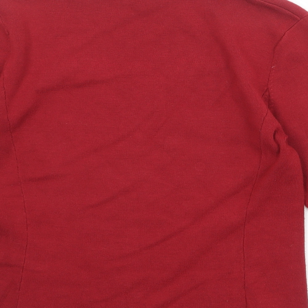 Country Casuals Womens Red Square Neck Viscose Pullover Jumper Size S