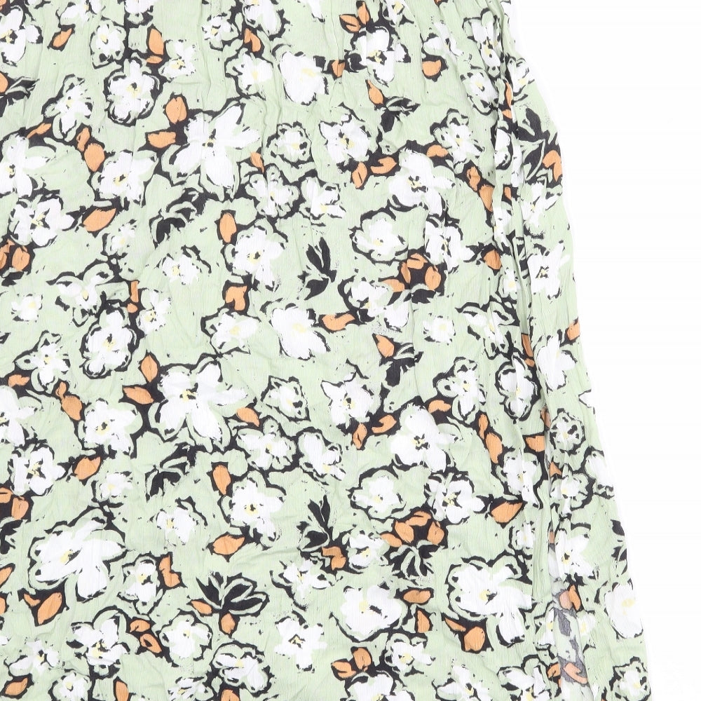 ICHI Womens Green Floral Viscose Peasant Skirt Size 34 in