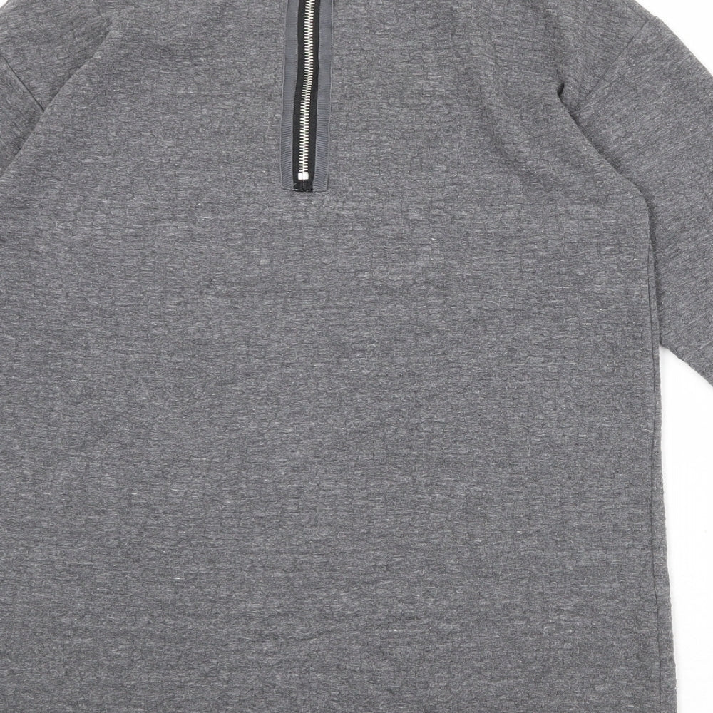Topshop Womens Grey Polyester Basic T-Shirt Size 10 Round Neck