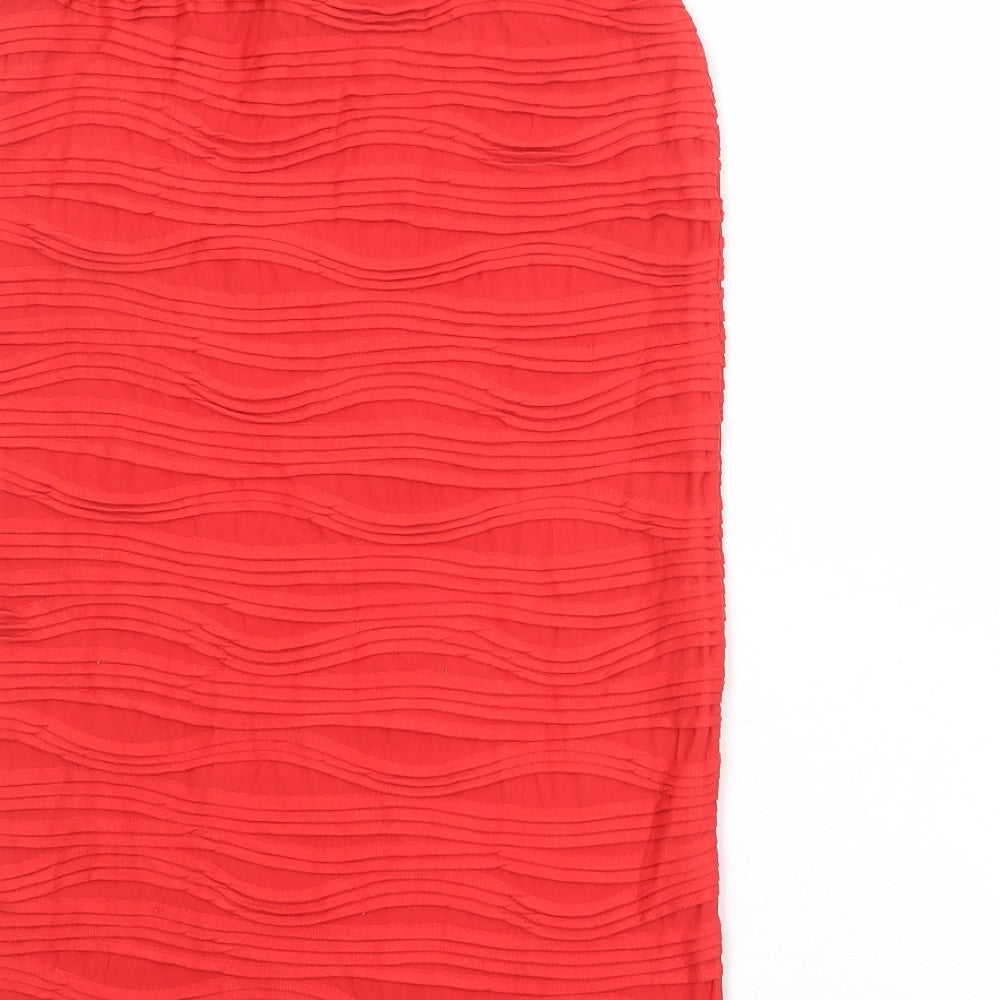 Miss Selfridge Womens Red Geometric Polyester A-Line Skirt Size 10