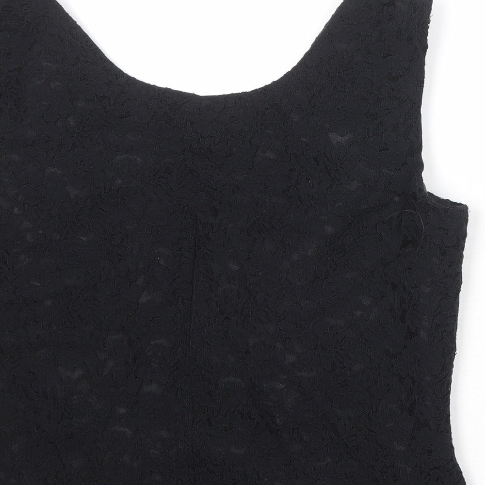 Scarlett Womens Black Floral Polyester Basic Tank Size 12 Round Neck