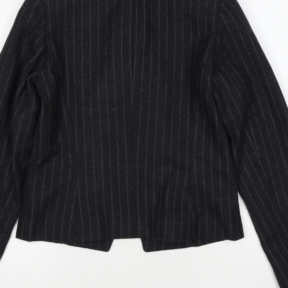 Miss Real Womens Grey Striped Jacket Blazer Size 10 Button