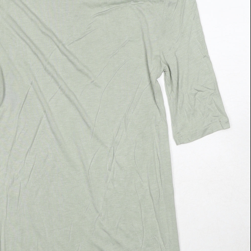 Marks and Spencer Womens Green Viscose Basic T-Shirt Size 6 Round Neck