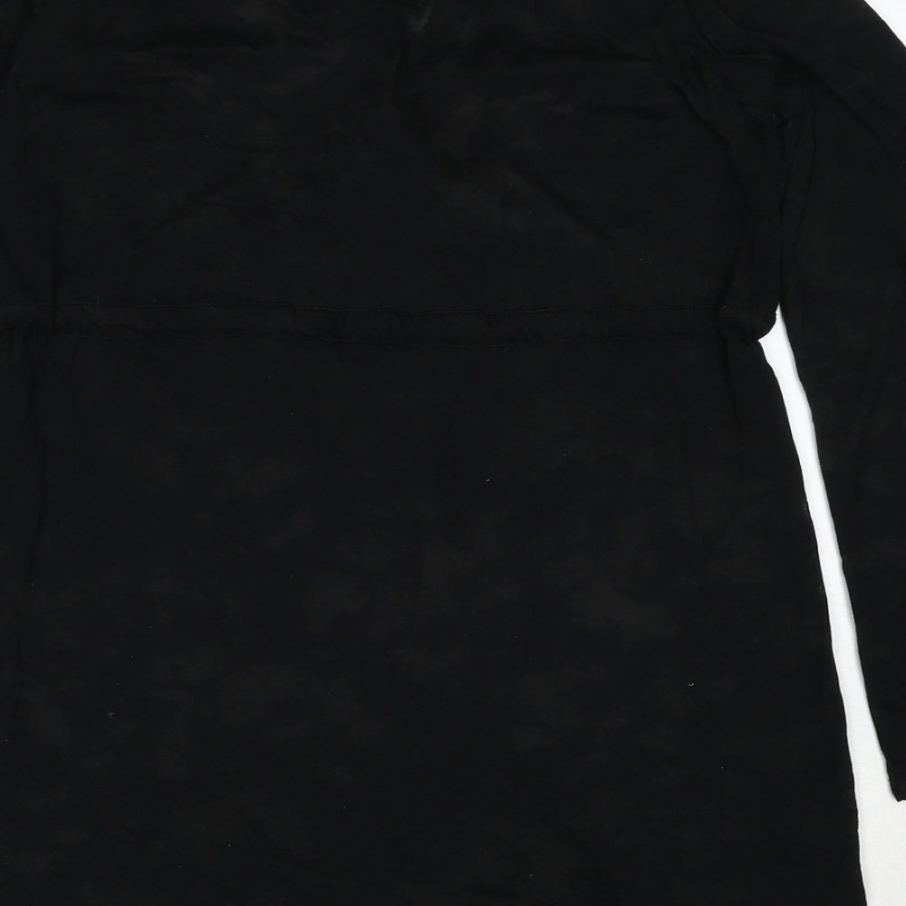 Marks & Spencer Womens Black Geometric Polyester A-Line Size S V-Neck Pullover