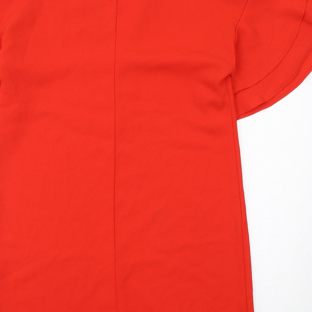 Zara Womens Orange Polyester A-Line Size S V-Neck Pullover