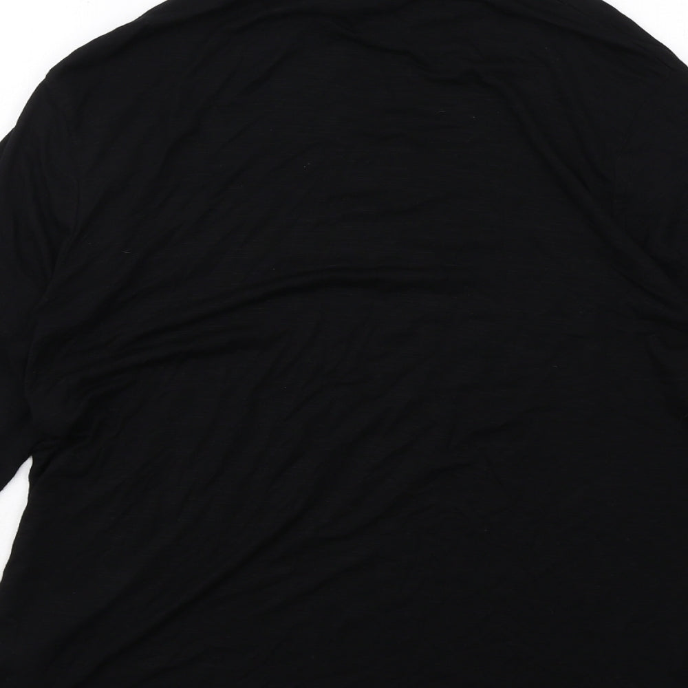 Marble Womens Black Viscose Basic T-Shirt Size 8 Roll Neck