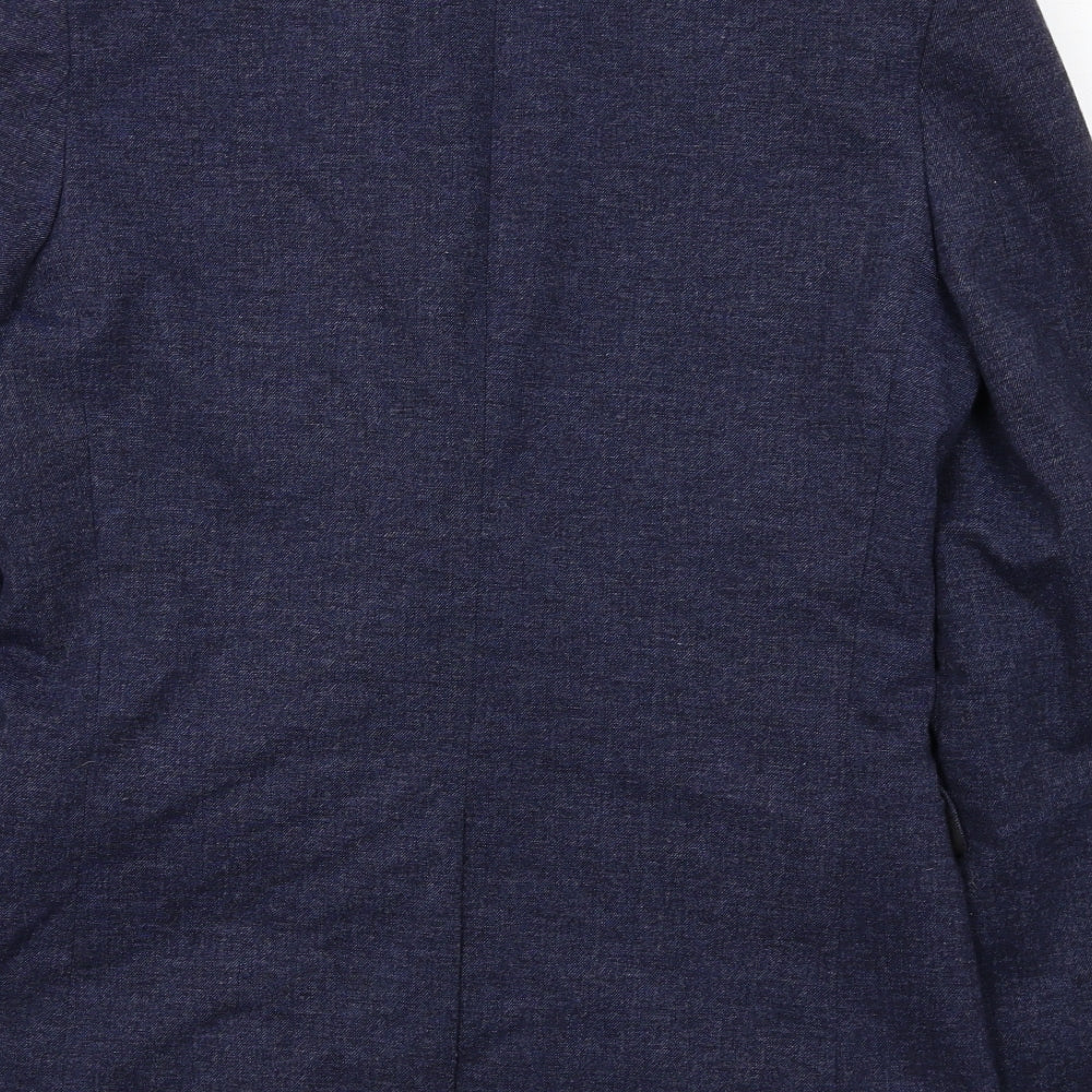 Topman Mens Blue Viscose Jacket Suit Jacket Size 36 Regular