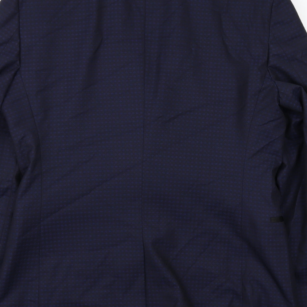 NEXT Mens Blue Geometric Polyester Jacket Suit Jacket Size 38 Regular