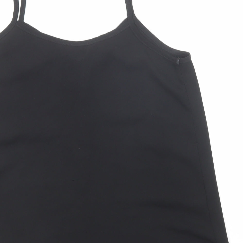 Topshop Womens Black Polyester Basic Tank Size 8 V-Neck