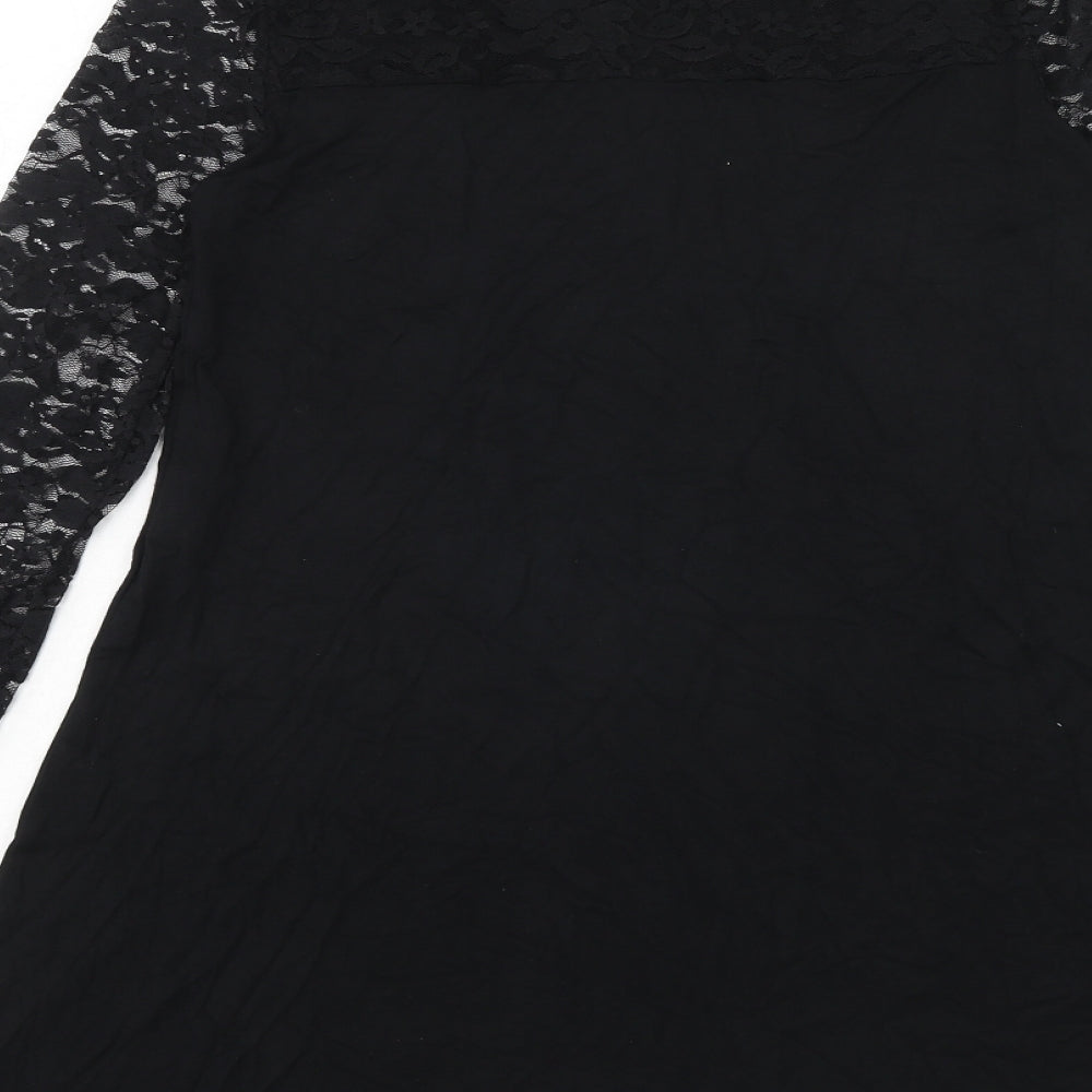 VERO MODA Womens Black Floral Viscose Trapeze & Swing Size XS Round Neck Pullover