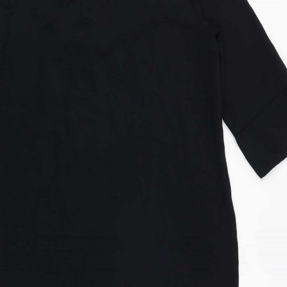 Marks & Spencer Womens Black Polyester A-Line Size 14 Round Neck Pullover
