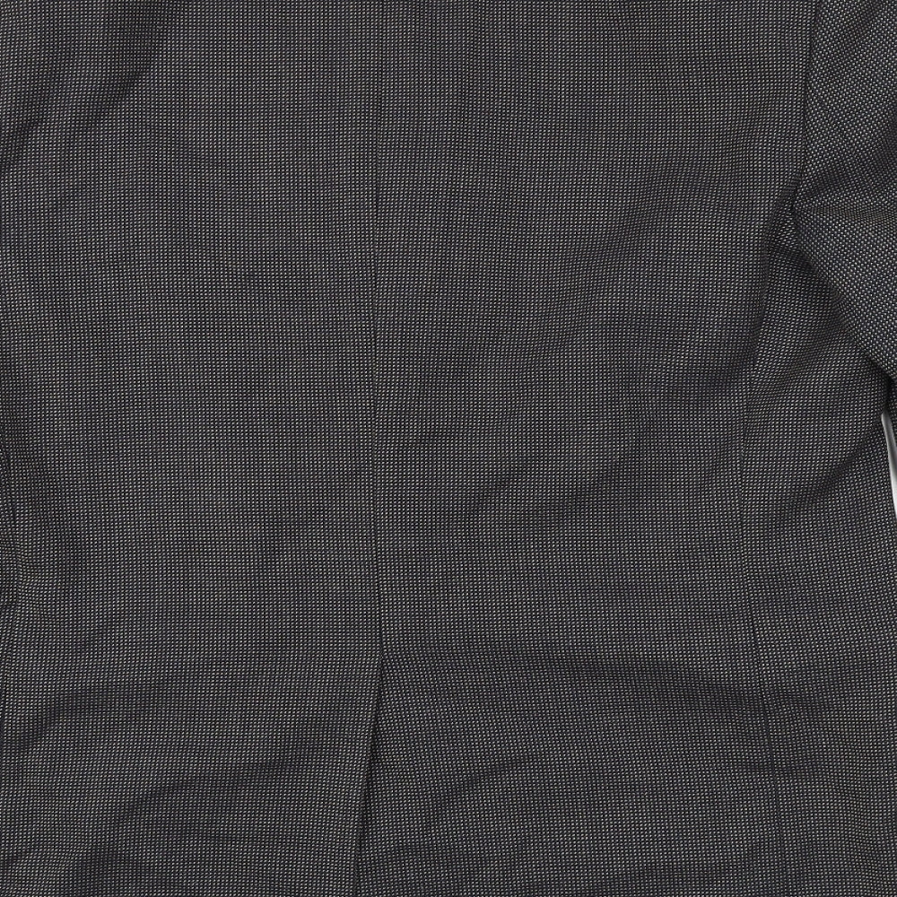 Marks & Spencer Mens Black Geometric Wool Jacket Suit Jacket Size 42 Regular