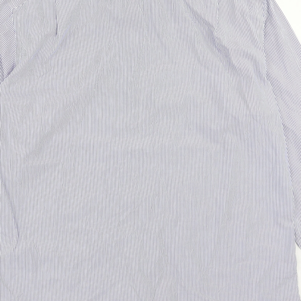 Charles Tyrwhitt Mens Blue Striped Cotton Button-Up Size 16.5 Collared Button