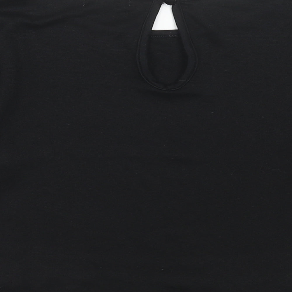 Cooperative Womens Black Geometric Polyester Basic Blouse Size XS Round Neck