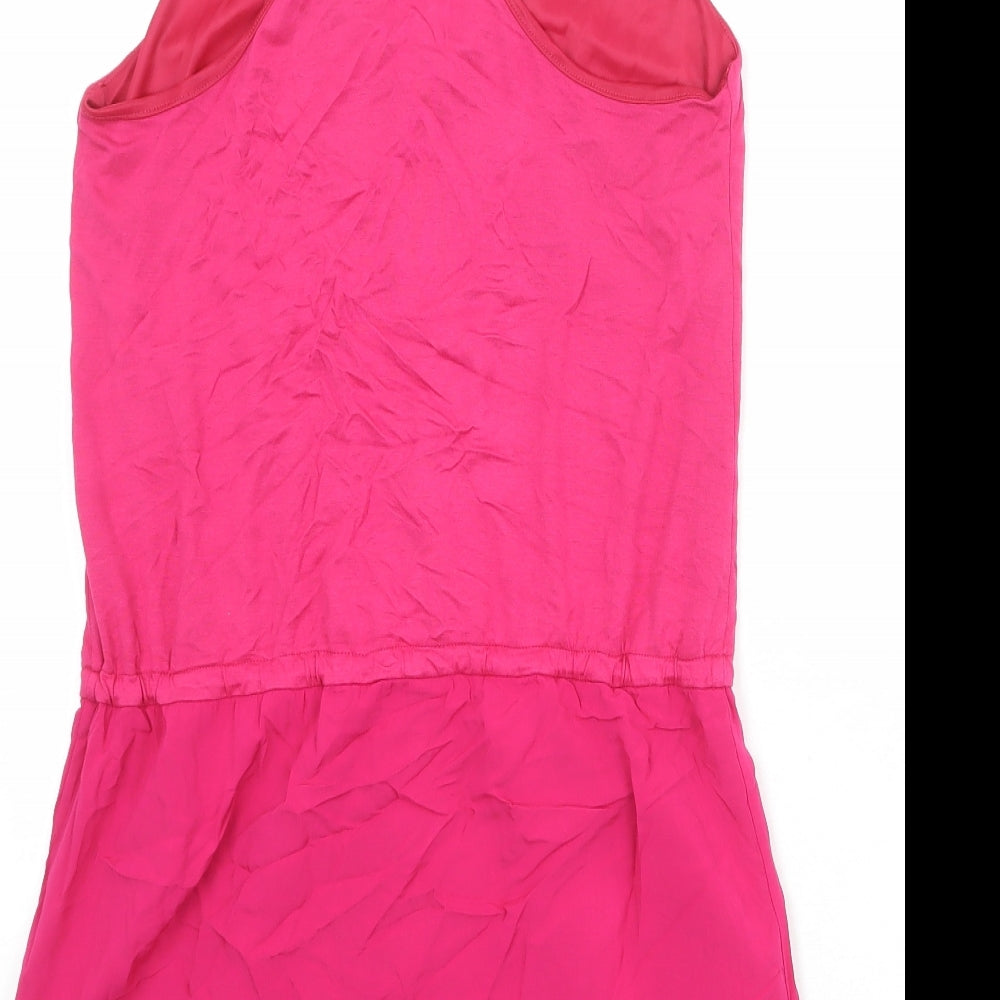 Mango Womens Pink Viscose Slip Dress Size S V-Neck Pullover