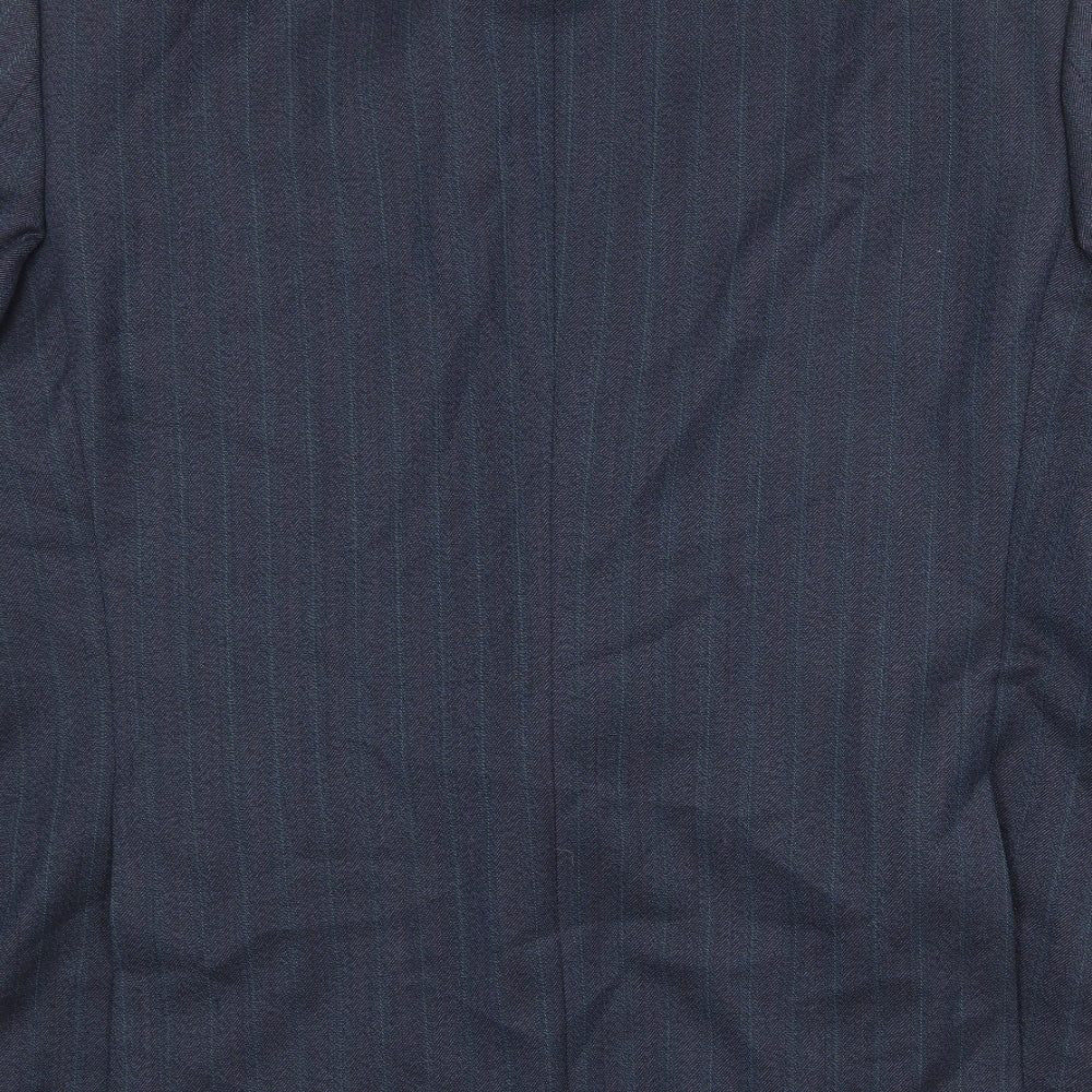 Greenwoods Mens Blue Striped Polyester Jacket Suit Jacket Size 44 Regular
