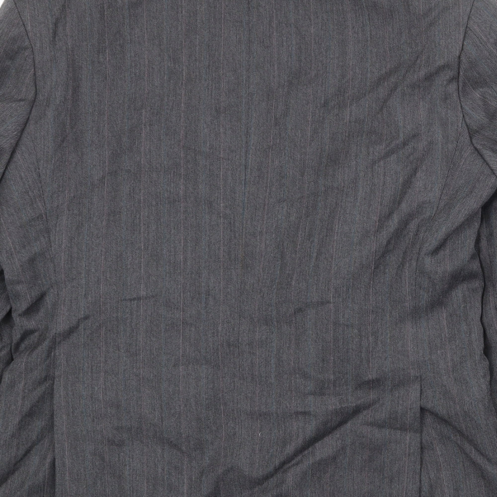 Marks & Spencer Mens Grey Striped Polyester Jacket Suit Jacket Size 38 Regular