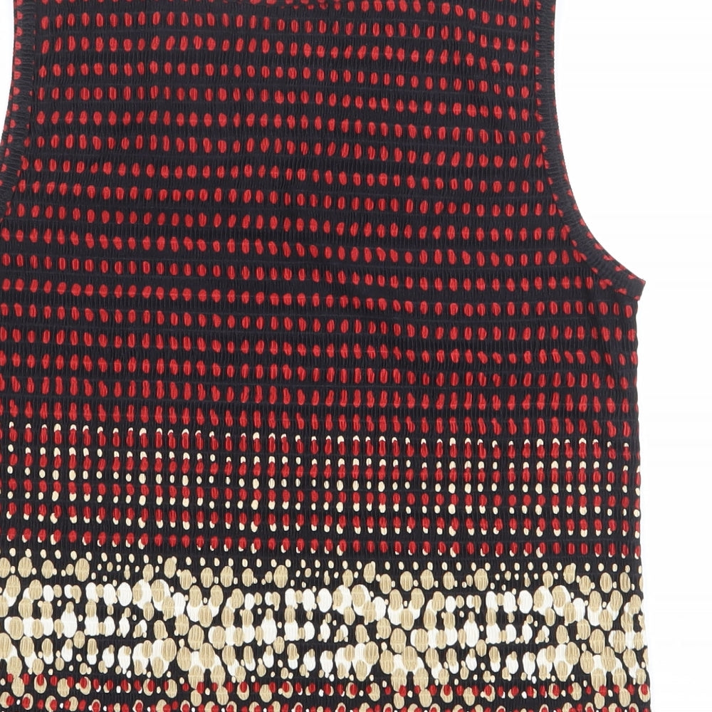 Pleat Pleat Womens Multicoloured Geometric Polyester Basic Tank Size S Round Neck