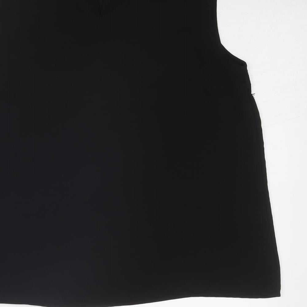 Warehouse Womens Black Polyester Basic Tank Size 10 Round Neck