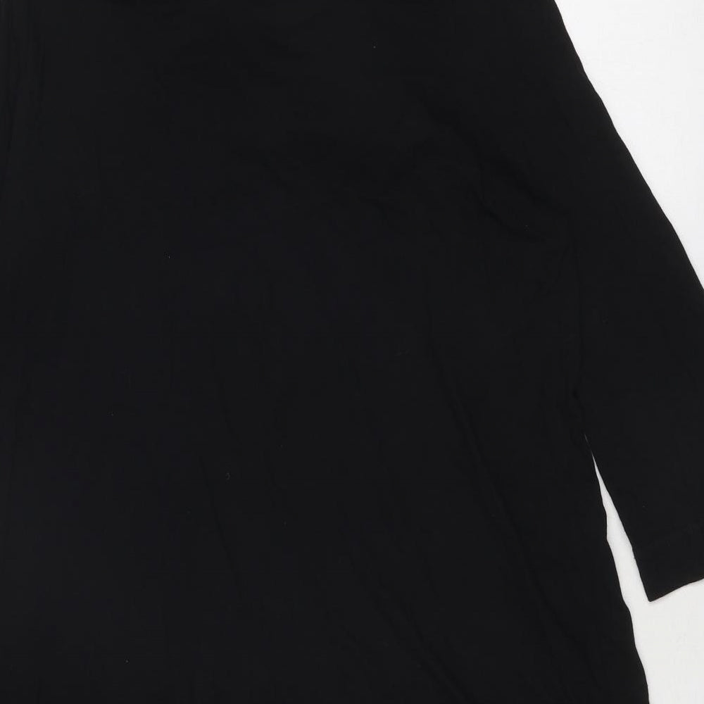 H&M Womens Black Cotton A-Line Size 14 Round Neck Tie
